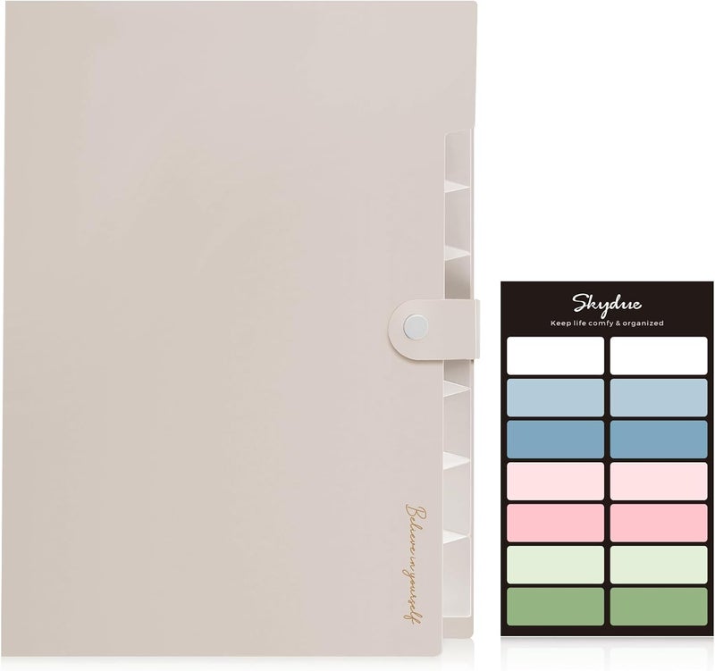 Skydue Expanding File Organizer with 8 Pockets, Accordion File Folders with Labels, Portable Document Paper Bill Receipt Organizer, Home College School Office Supplies, Letter Size,MilkTeaBrow - Image 2